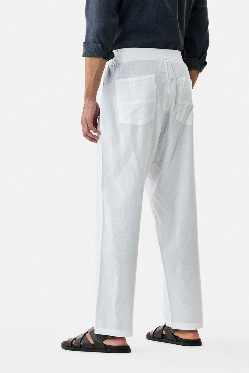 SNITCH White Relaxed Fit Drawstring Pants for Men | Best Price UAE