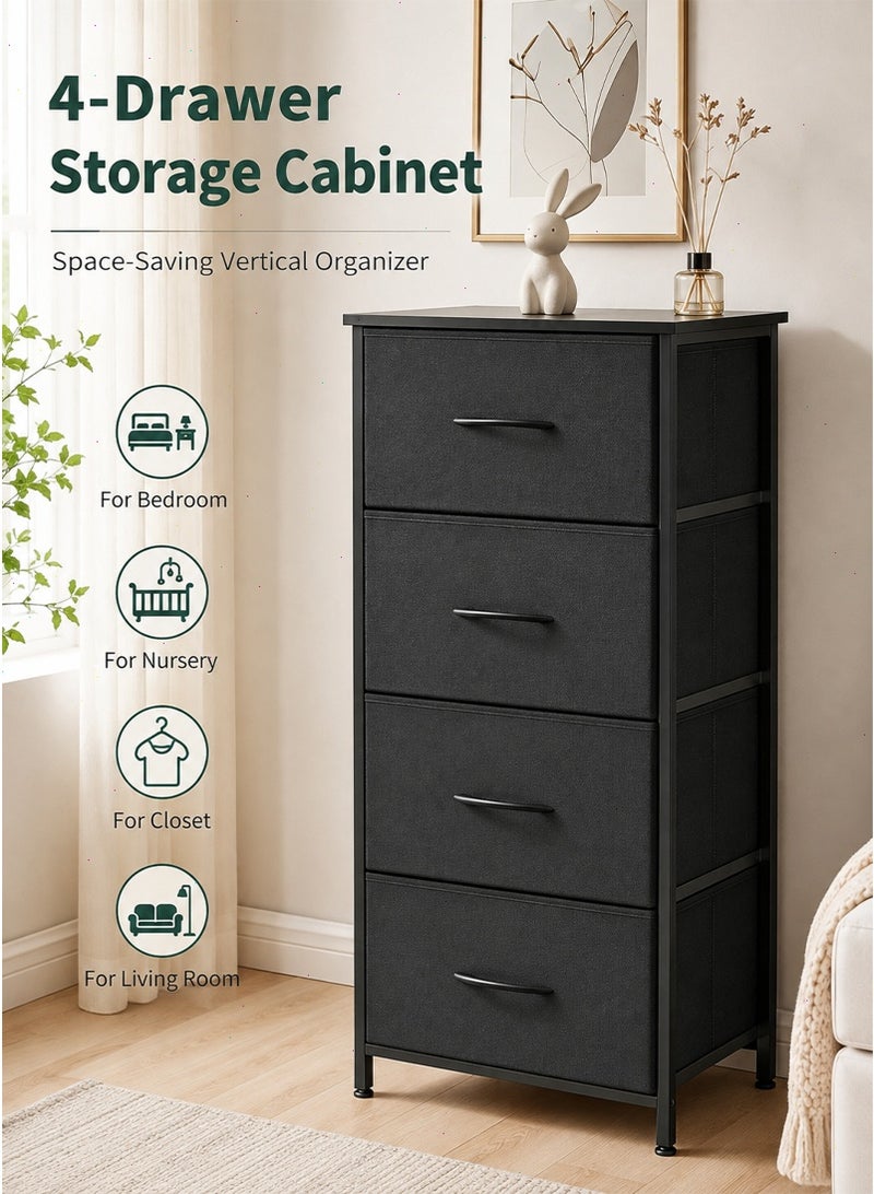 Storage Drawer Cabinet Dresser for Bedroom,4 Non-Woven Fabric Drawers,Chest of Drawers, Steel, Storage Organizer Unit, Closet, Entryway - Image 1