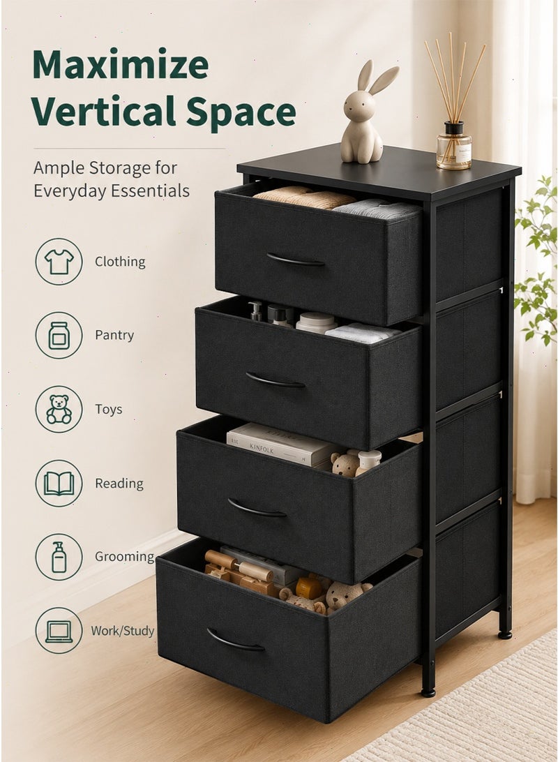 Storage Drawer Cabinet Dresser for Bedroom,4 Non-Woven Fabric Drawers,Chest of Drawers, Steel, Storage Organizer Unit, Closet, Entryway - Image 3
