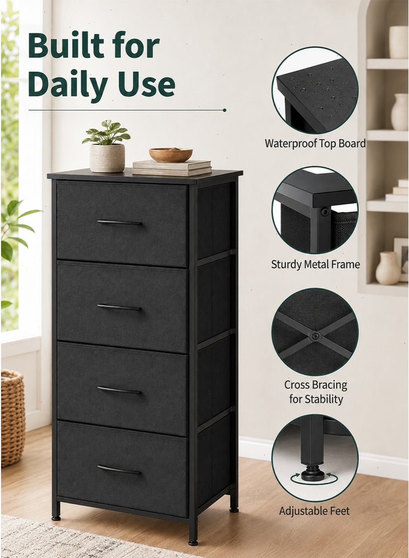 Storage Drawer Cabinet Dresser for Bedroom,4 Non-Woven Fabric Drawers,Chest of Drawers, Steel, Storage Organizer Unit, Closet, Entryway - Image 5