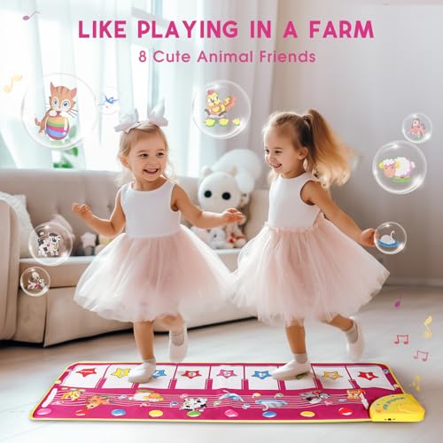 M SANMERSEN Piano Mat - Musical Keyboard Floor Playmat 39.5" Electronic Music Animal Touch Play Blanket Funny Xmas Gift Toy for 1 2 3 Year Old - Image 4