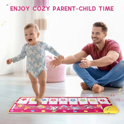 M SANMERSEN Piano Mat - Musical Keyboard Floor Playmat 39.5" Electronic Music Animal Touch Play Blanket Funny Xmas Gift Toy for 1 2 3 Year Old - Image 5