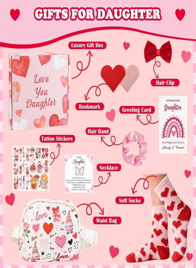 Ithmahco 15Pcs Daughter Birthday Gifts, To My Daughter Gifts Basket From Mom, Teen Gifts For Girls, Daughter's Presents Ideas With Jewelry, Necklace, Soft Socks, Waist Bag, Hair Clip, Greeting Card - Image 2