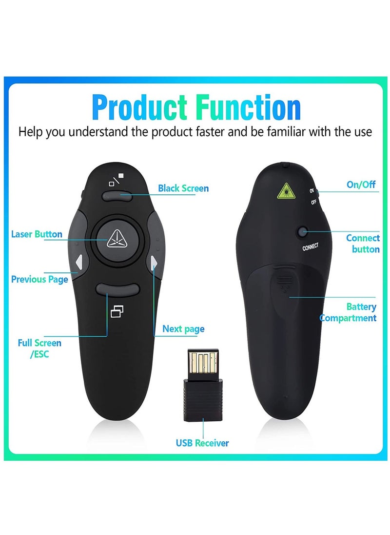 Generic - Wireless Presenter Presentation Clicker RF400 2.4GHz,Remote Control Slide Changer Presentation Clicker Red Light Pointer for Office Classroom Presentations(Battery Included) - Image 1
