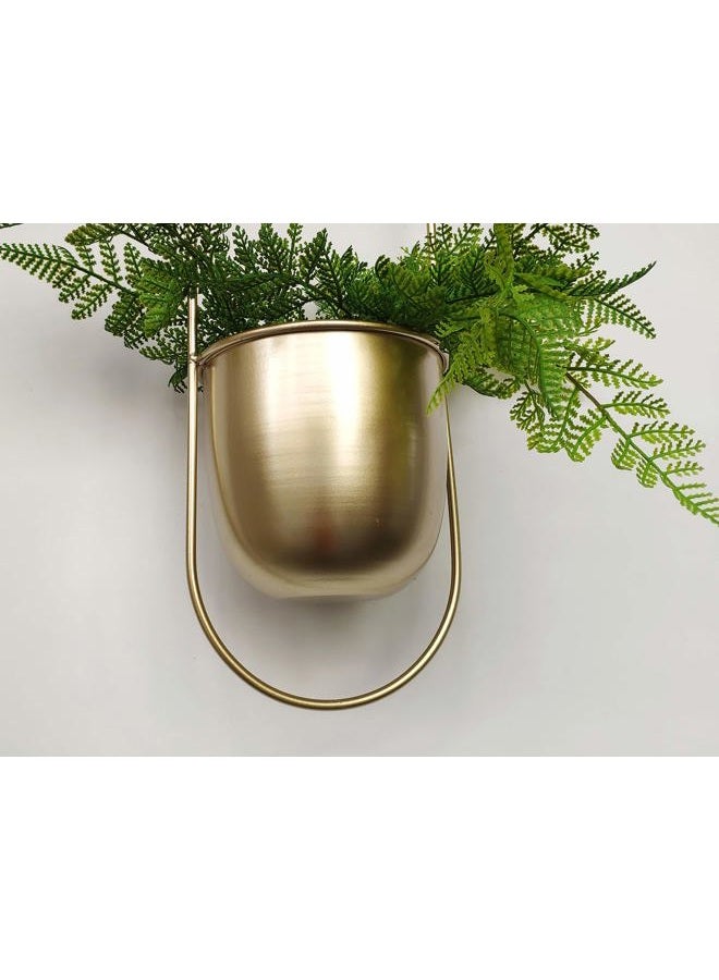 RISEON Boho Gold Metal Plant Hanger,Metal Wall and Ceiling Hanging Planter, Modern Planter, Mid Century Flower Pot Plant Holder, Minimalist Planter for Indoor Outdoor Home Decor (Oval Shape, Gold) - Image 2