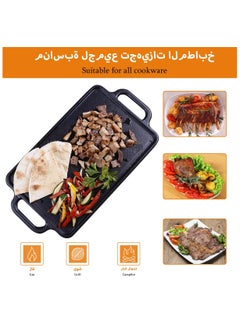 XiuWoo Reversible Grill Pan Plate ,Double Sided Baking Tray ,Cast Iron Griddle, Campfire Portable Black Rock BBQ Grill for Oven Gas Hob Indoor Outdoor Picnic Party Camping  - Image 3