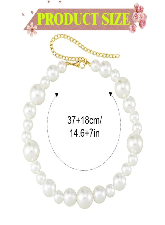 EVILD Chunky Pearl Choker Necklace Large Pearls Wedding Bride Necklaces for Women (one layer) - Image 4