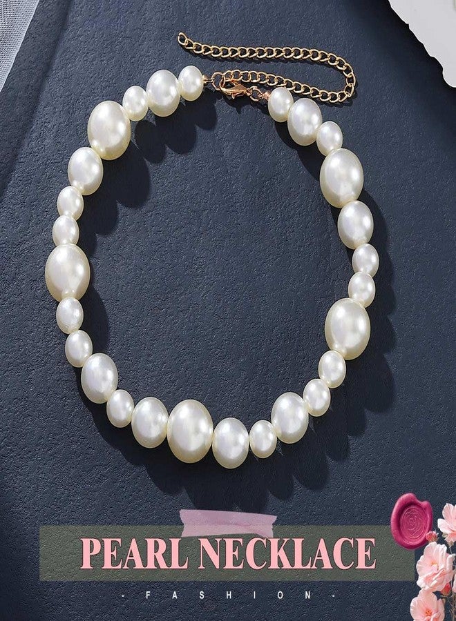 EVILD Chunky Pearl Choker Necklace Large Pearls Wedding Bride Necklaces for Women (one layer) - Image 2
