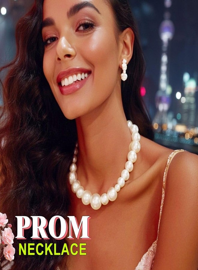 EVILD Chunky Pearl Choker Necklace Large Pearls Wedding Bride Necklaces for Women (one layer) - Image 3