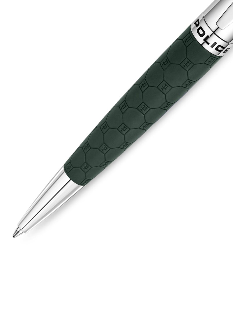 POLICE Silver And Green Patterned Pen - Image 3