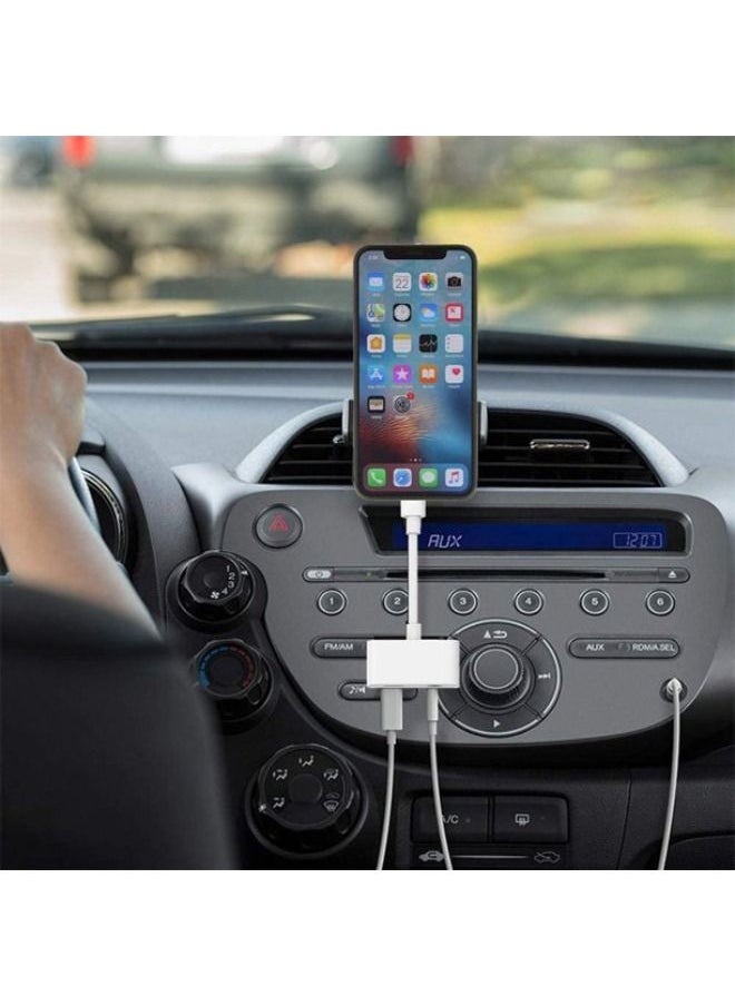 SHOPI - 3 in 1 Lightning to 3.5mm Jack Headphone Adapter Earphone Jack Audio and Charging Adapter Headphone Splitter Compatible for iPhone 12/11/SE/XS/XR/X/8/7 and iPad - Image 1