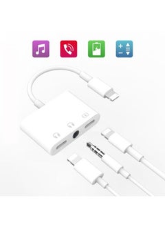 3 in 1 Lightning to 3.5mm Jack Headphone Adapter Earphone Jack Audio and Charging Adapter Headphone Splitter Compatible for iPhone 12/11/SE/XS/XR/X/8/7 and iPad