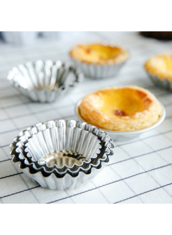 Aluminum Alloy Thickened Chrysanthemum Egg Tart Mold Portuguese Egg Tart Small Cake Pudding Baking Mold 10 Pack Wholesale-Specifications:Ten Pack (OPP Bag) - Image 3