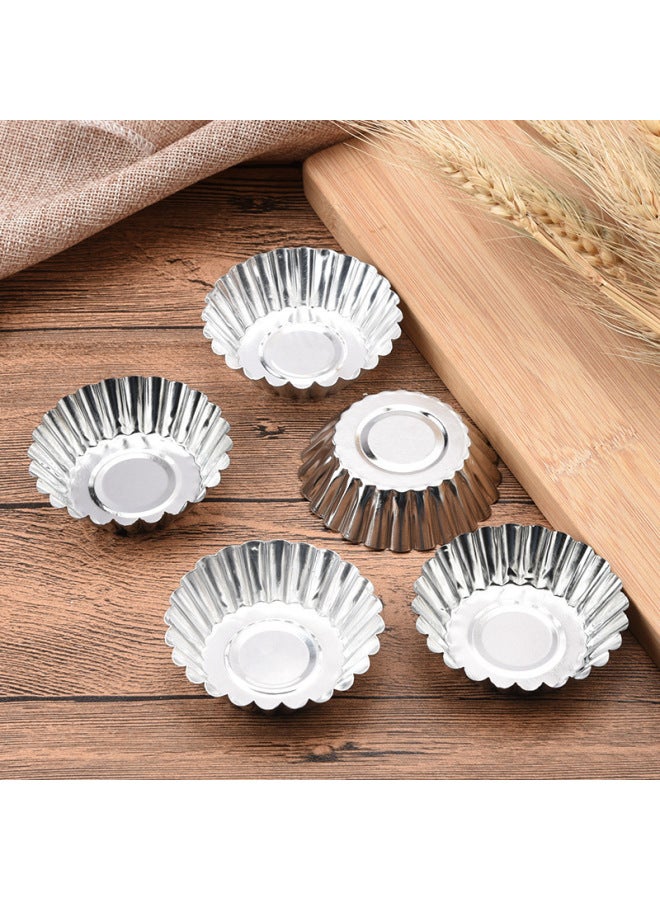 Aluminum Alloy Thickened Chrysanthemum Egg Tart Mold Portuguese Egg Tart Small Cake Pudding Baking Mold 10 Pack Wholesale-Specifications:Ten Pack (OPP Bag) - Image 4