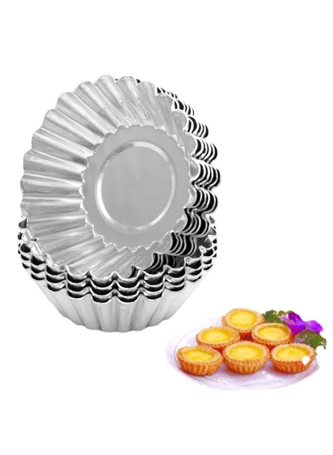 Aluminum Alloy Thickened Chrysanthemum Egg Tart Mold Portuguese Egg Tart Small Cake Pudding Baking Mold 10 Pack Wholesale-Specifications:Ten Pack (OPP Bag) - Image 1