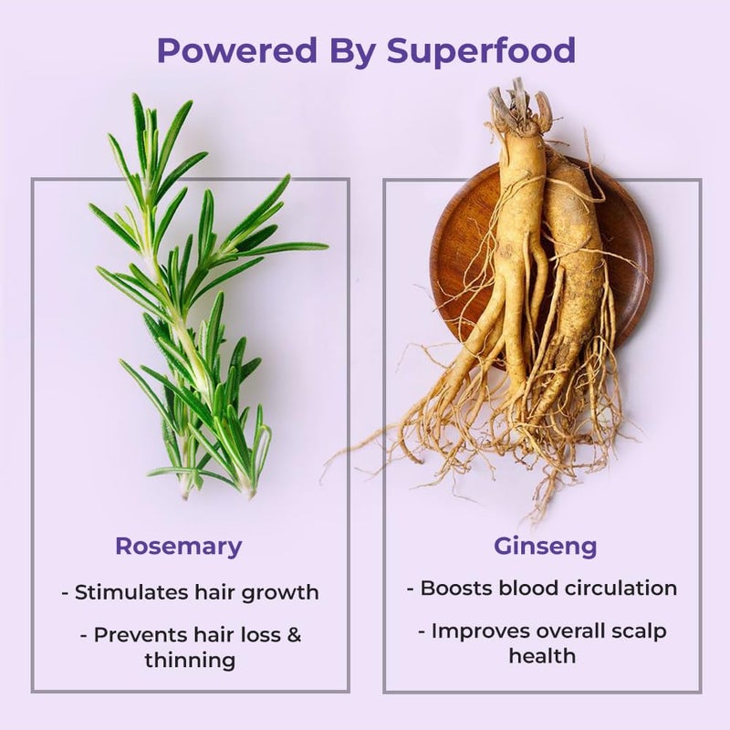Naturali شامبو ناتورالي لمكافحة تساقط الشعر 3x للتحكم في تساقط الشعر مع إكليل الجبل والبيوتين والجينسنغ خالي من الكبريتات وخالي من البارابين شامبو إكليل الجبل لنمو الشعر 370 مل - Image 4