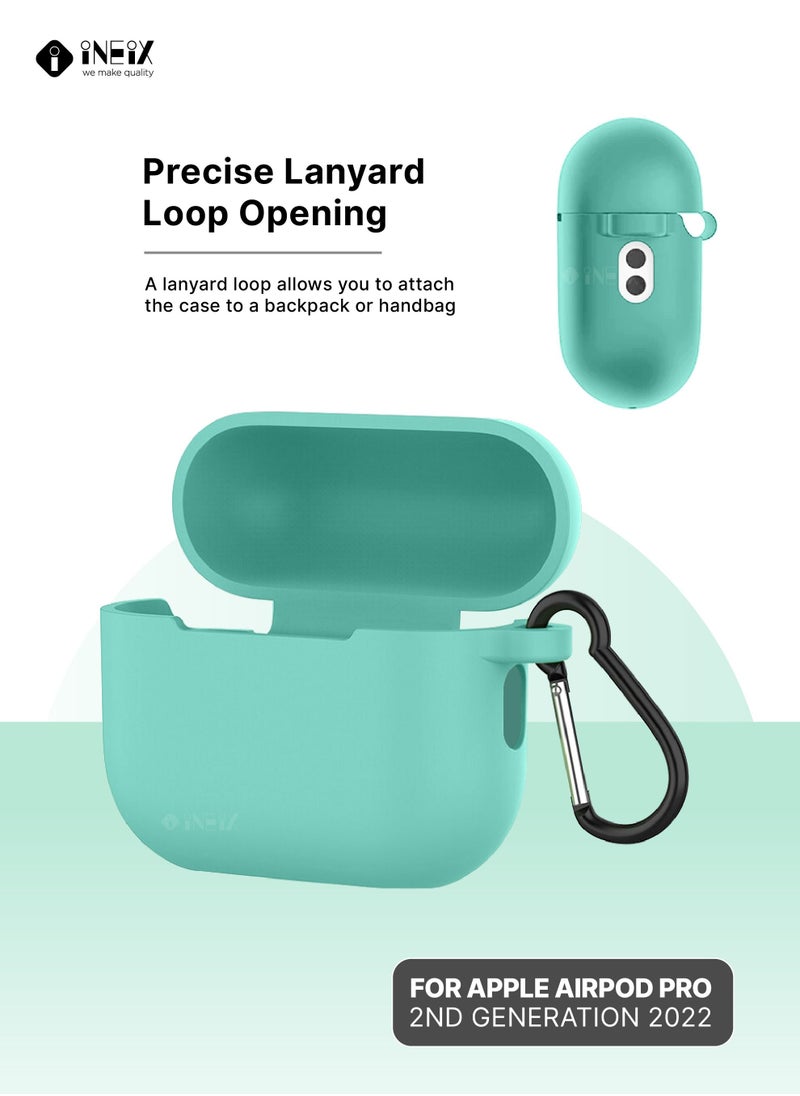 INEIX - Soft Silicone Protective Case Cover  for Apple AirPods Pro (2nd generation) 2022-Cyan - Image 1