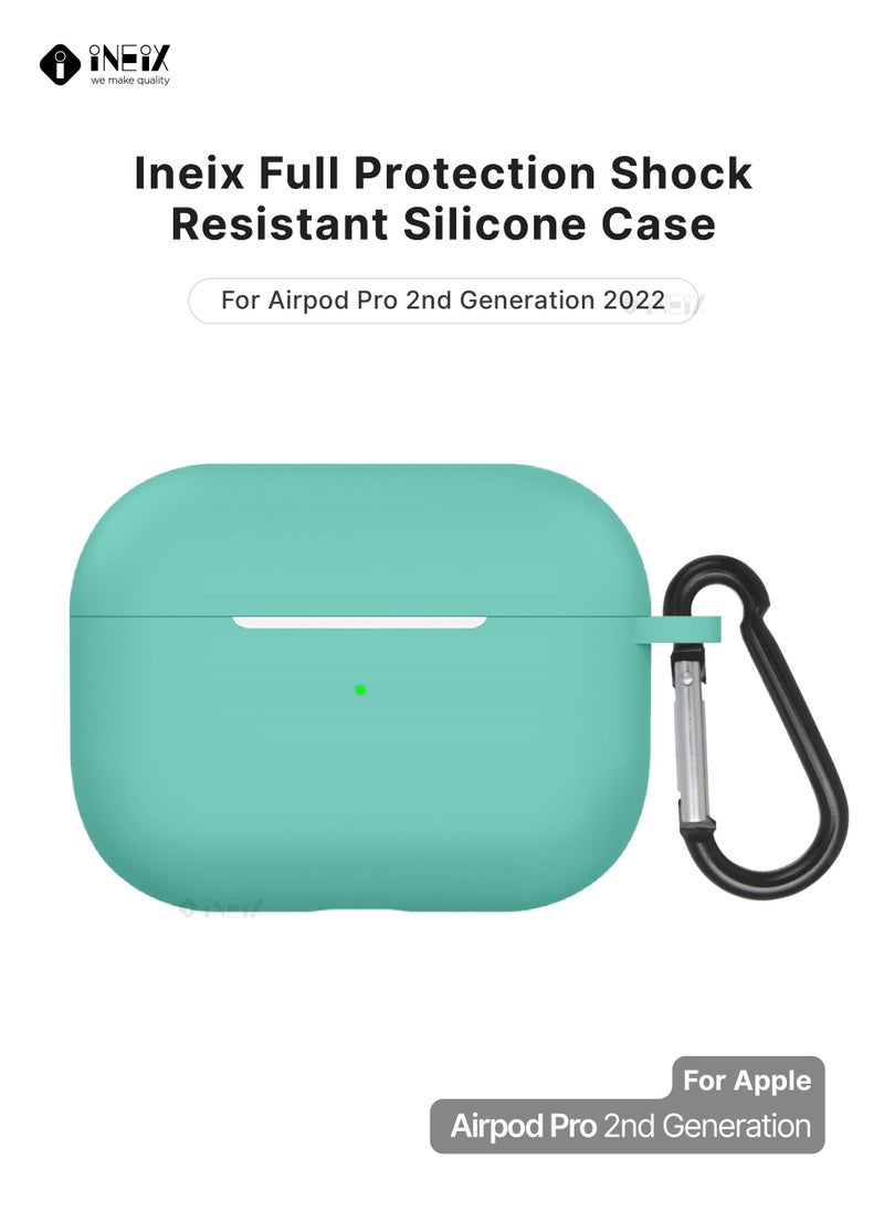 INEIX - Soft Silicone Protective Case Cover  for Apple AirPods Pro (2nd generation) 2022-Cyan - Image 1