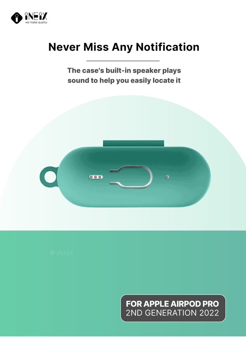 INEIX - Soft Silicone Protective Case Cover  for Apple AirPods Pro (2nd generation) 2022-Cyan - Image 1