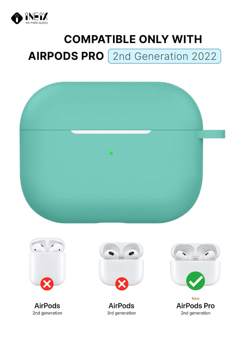 INEIX - Soft Silicone Protective Case Cover  for Apple AirPods Pro (2nd generation) 2022-Cyan - Image 1