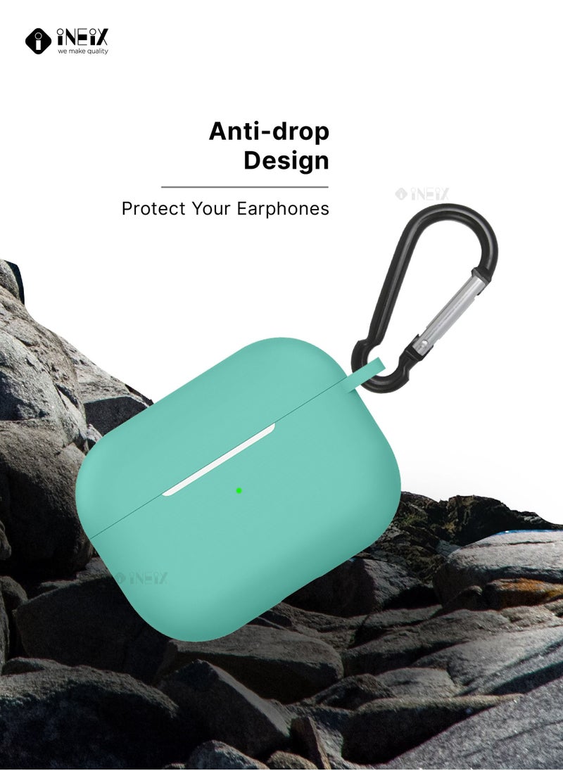 INEIX - Soft Silicone Protective Case Cover  for Apple AirPods Pro (2nd generation) 2022-Cyan - Image 1
