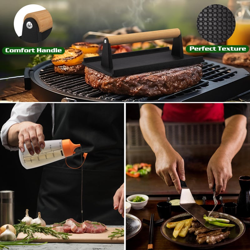 Furnhome 120 Pcs Griddle Accessories Kit for Blackstone - Perfect Flat Top Grill Accessories for Outdoor, Professional Round Melting Dome with Cast Iron Smash Burger Press for Barbecue. - Image 3