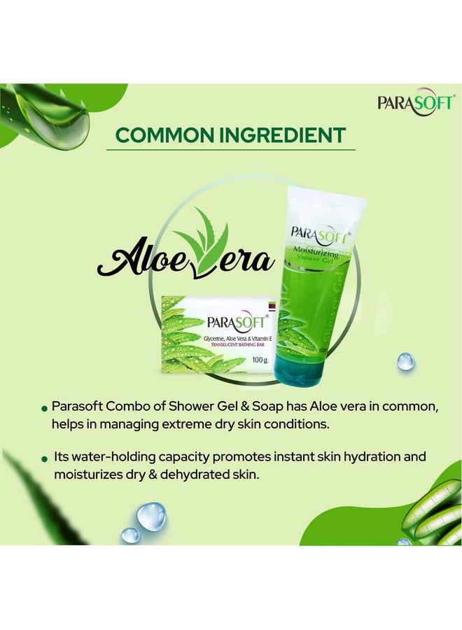 Parasoft Body Cleansing Shower Gel And Moisturizing Bathing Bar Combo Enriched With Aloe Vera Glycerine & Vitamin E For Dry & Sensitive Skin - Image 3