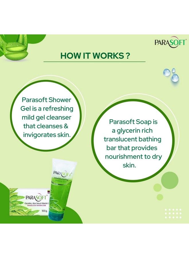 Parasoft Body Cleansing Shower Gel And Moisturizing Bathing Bar Combo Enriched With Aloe Vera Glycerine & Vitamin E For Dry & Sensitive Skin - Image 4