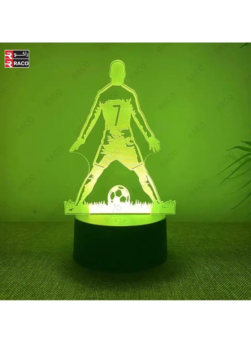 RACO Cristiano Ronaldo 3D Night LED Light Lamp with Stand Base Touch-Activated | 3D Engraved 7 Acrylic Lamp for Bedroom Decor, Birthday Gift - Image 2