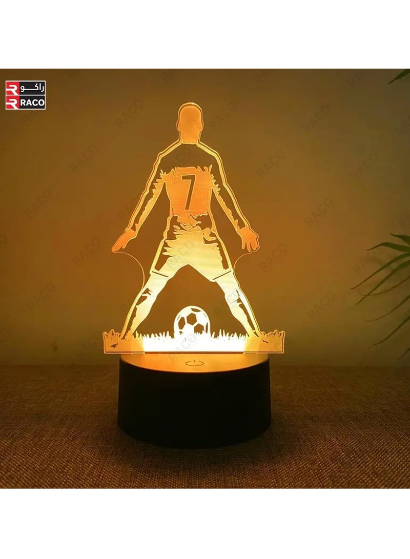 RACO Cristiano Ronaldo 3D Night LED Light Lamp with Stand Base Touch-Activated | 3D Engraved 7 Acrylic Lamp for Bedroom Decor, Birthday Gift - Image 3