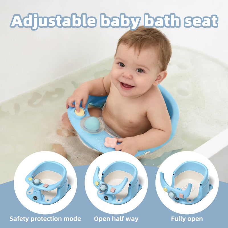 Himold Baby Bath Seat for Babies 6 Months & up with Thermometer, Non-Slip Toddler Bath Seats for Sitting Up, Safe Infant & Newborn Bathtub Chair with 4 Suction Cups, Soft Cushion & Temperature Display, Pink - Image 4