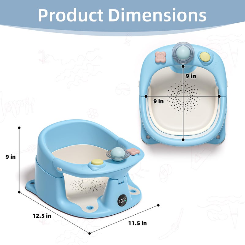 Himold Baby Bath Seat for Babies 6 Months & up with Thermometer, Non-Slip Toddler Bath Seats for Sitting Up, Safe Infant & Newborn Bathtub Chair with 4 Suction Cups, Soft Cushion & Temperature Display, Pink - Image 2