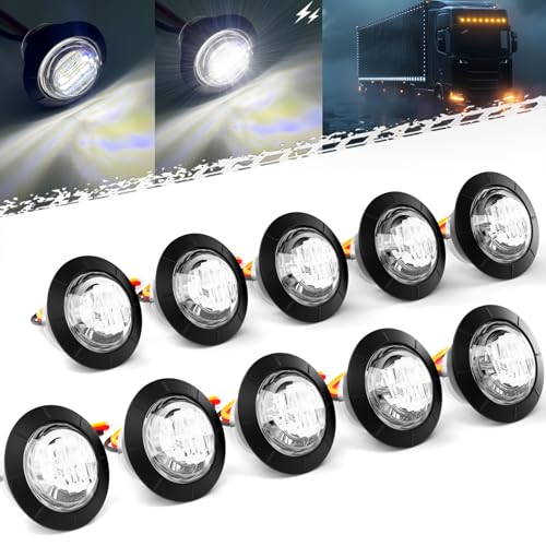 BJZ 34 StrobeSteady Marker Lights Dual Function White Trailer LED Side Clearance Tail Bumper Griller Flash 12V Warning Indicator Waterproof for Trailer Truck Van RV ATV Bus 10Pcs - Image 1