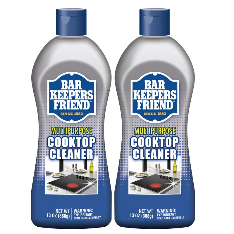 Bar Keepers Friend Cooktop Cleaner (2 x13 oz) Multipurpose Liquid Stovetop Cleanser - Safe for Use on Glass or Ceramic Cooking Surfaces, Copper, Brass, Chrome, and Stainless Steel & Porcelain Sinks - Image 1