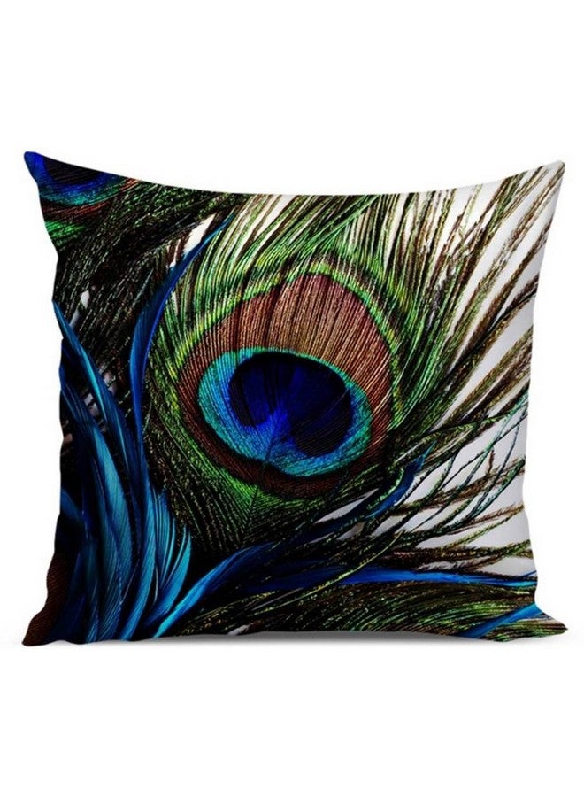 CIDIZY CIDIZY Velvet Peacock Feather Cushion Covers, 16 x 16 Inch, Multicolour, Set of 5 - Image 2