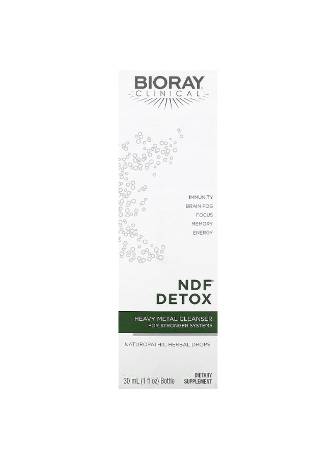 بيوراي Bioray, NDF Detox, منظف المعادن الثقيلة لأنظمة أقوى، 1 أونصة سائلة (30 مل) - Image 1