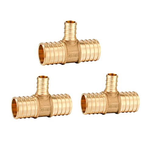 EFIELD Pack of 3 Efield 1 x1X 12 Pex Reducing Tee Brass Barb Crimp Fittings ASTM F1807PEX18070863PCS - Image 1