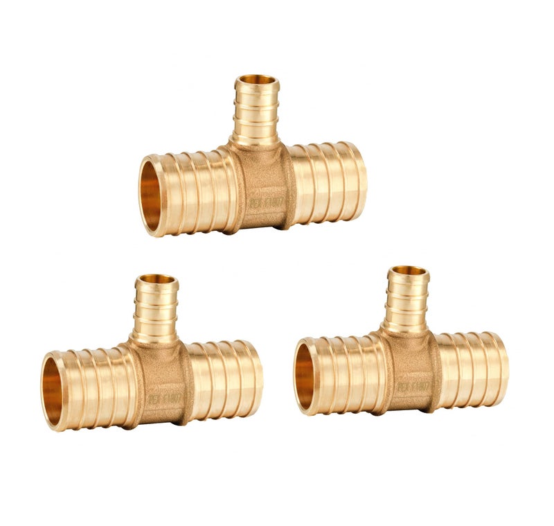 EFIELD Pack of 3 Efield 1 x1X 12 Pex Reducing Tee Brass Barb Crimp Fittings ASTM F1807PEX18070863PCS - Image 2