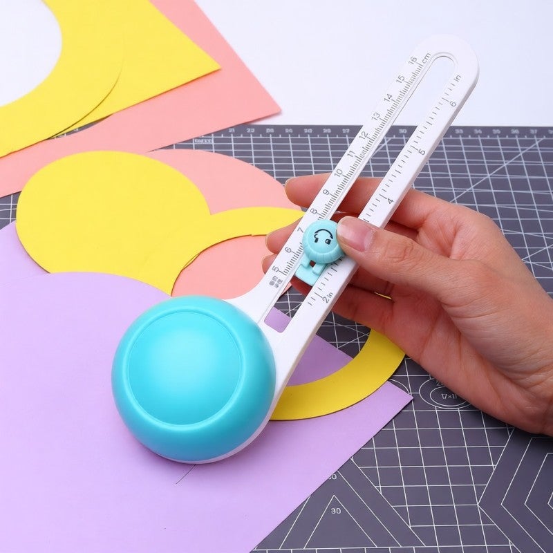 Kw-trio Paper Cutting Machine Adjustable 10-32cm Circle Cutter - 360° Rotary Paper Scissors with 2 Extra Heads for DIY Crafts - Image 5