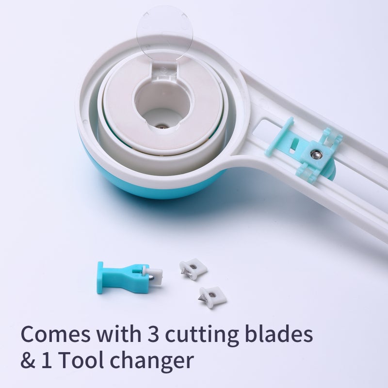 Kw-trio Paper Cutting Machine Adjustable 10-32cm Circle Cutter - 360° Rotary Paper Scissors with 2 Extra Heads for DIY Crafts - Image 2