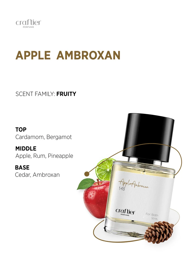 Craftier Perfume Inspired-AppleBrandOnthe Rock APPLE AMBROXAN - Inspired of-APPLE BRANDY ON THE ROCKS, Eau De Parfum for Men & Women - 50ml, Long Lasting Fruity  Fragrance Upto 16 Hrs, Travel Size Unisex Perfume  | Best Price UAE