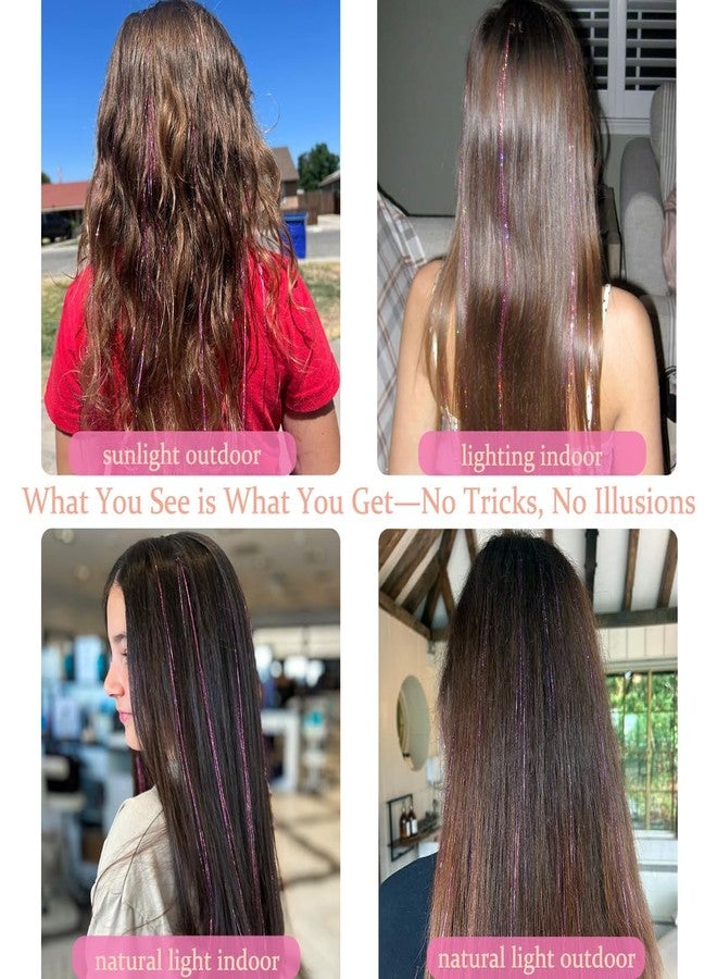 squishy 12PCS Tinsel Hair Extensions Glitter, Hair Tinsel, Pink Tinsels for Women with Shine for Festive and Daily| Clip-In Design - Image 5