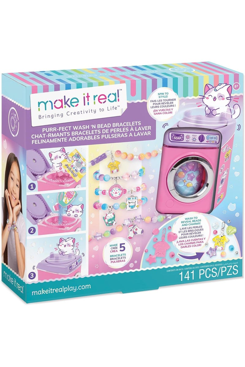 Make It Real مجموعة أساور بوراكت واش 'ن بيد - مجموعة حرف يدوية من 141 قطعة للفتيات (الأعمار 8+) - Image 3