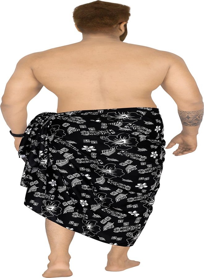 LA LEELA Men's Sarong Swim Bath Trunk Aloha Wraps One Size Black - Image 2