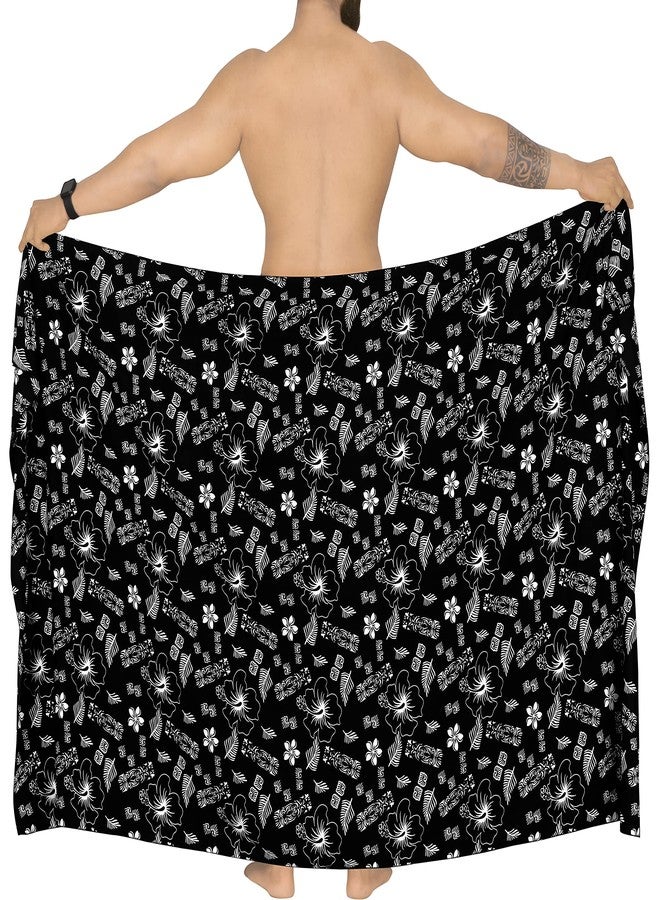 LA LEELA Men's Sarong Swim Bath Trunk Aloha Wraps One Size Black - Image 3