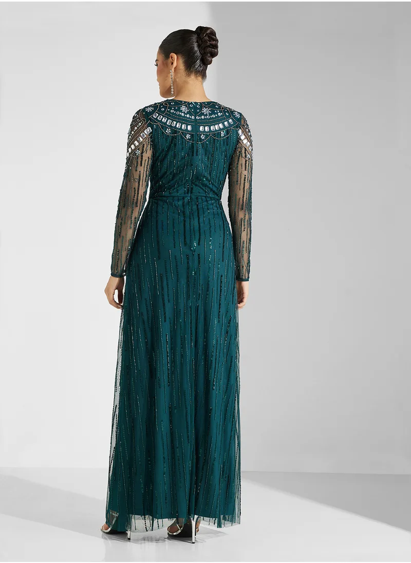 اميليا روز Embellished V-Neck Dress