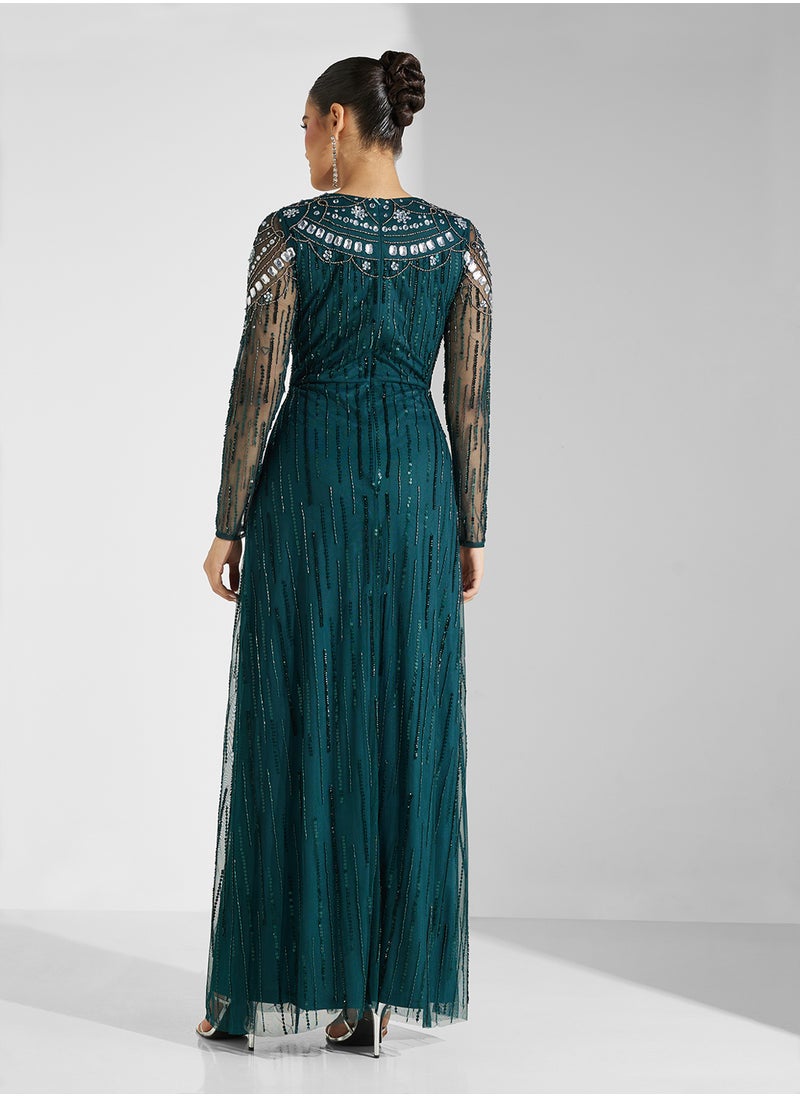 Amelia Rose Embellished V-Neck Dress  - Image 2