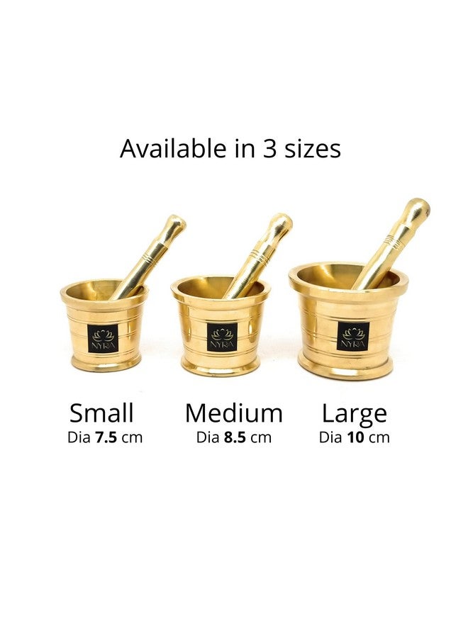 Nyra® Pure Brass/Peetal Mortar Pestle Hand Smasher/Kitchen Khalbatta/Okhli Masher/Ohkli Musal/Imam Dasta/Hamam Dasta Kharal/Idi Kallu/Khal Musal/Spice Grinder (1260) - Image 4
