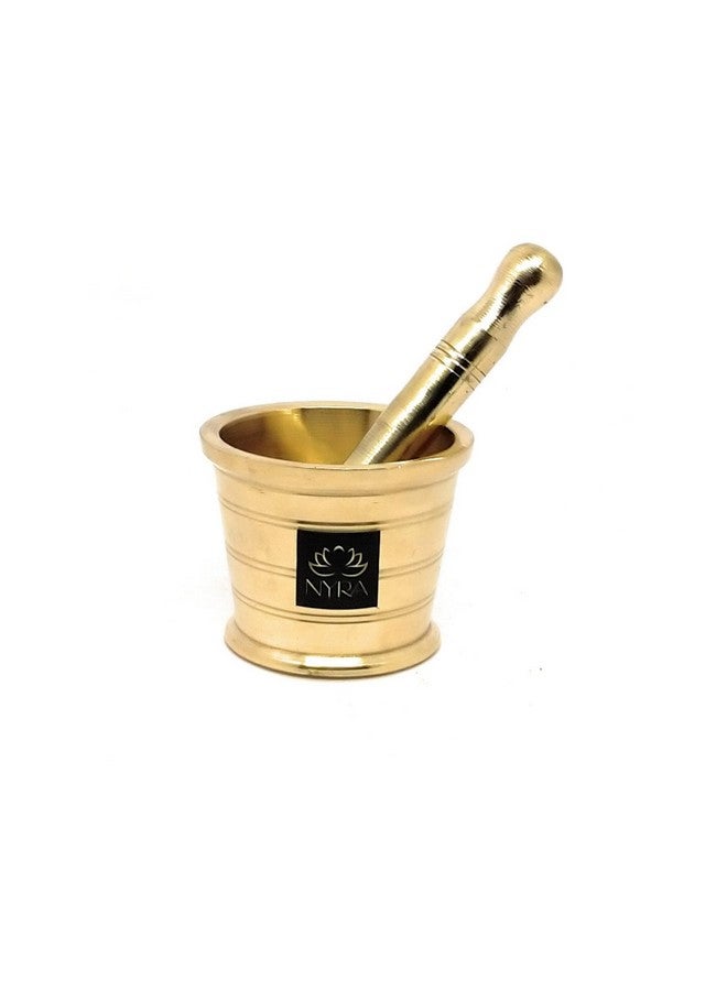 Nyra® Pure Brass/Peetal Mortar Pestle Hand Smasher/Kitchen Khalbatta/Okhli Masher/Ohkli Musal/Imam Dasta/Hamam Dasta Kharal/Idi Kallu/Khal Musal/Spice Grinder (1260) - Image 1