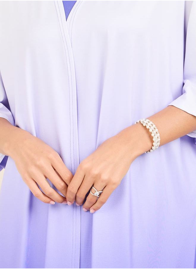Styli - Ombre Print Maxi Bodycon Dress and Abaya Set - Image 1